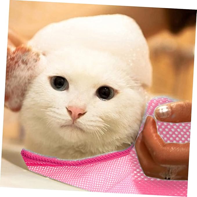Sosoport Multi-Function Cat Grooming Bag Mesh Bathing Nail Trimming Pouch for Easy Grooming Cleaning and Medicine Administration Breathable Cat Wash Bag for Pets