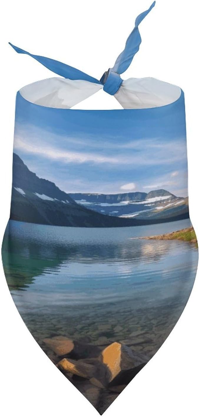Dog Bandana Spring Pet Scarf Adjustable Triangle Glacier National Park Printing Dog Bib Washable Polyester Puppy Bandana for Small Medium Large Dogs Cat Birthday Party Supplies