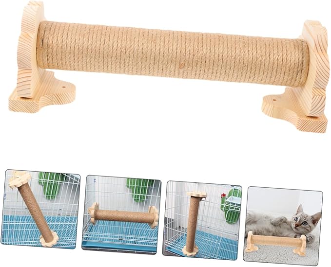 Yardwe Sisal Cat Scratching Post Floor Scratching Pole with Solid Wood Core 40cm Vertical Indoor Cat Cage Scratcher for Kittens