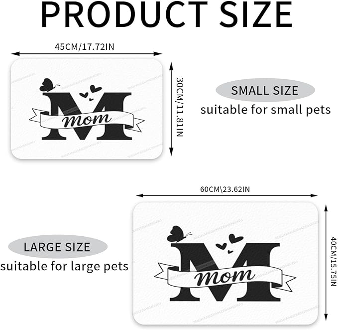 Pet Feeding Mat for Dogs Cats Happy Mother's Day Floral Gift for Mom Hp Absorbent Dog Food Mat Non-Slip Waterproof Placemat Quick Dry Pet Supplies Bowl Mats
