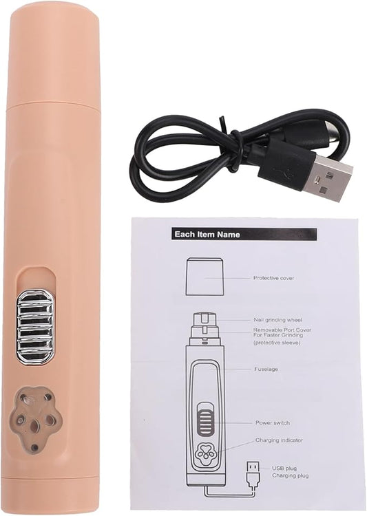Pssopp Pet Nail Grinder, Claw Care Pet Nail Trimmer Toenail Grooming Supplies for Small Medium Large Cats Dogs Grinder, Electric Rechargeable Puppy Nan