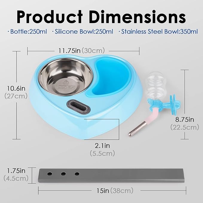 Super Design Elevated Pet Feeder with Stainless Steel Bowl & Automatic Water Dispenser – Adjustable Dog Cat Feeding Station with 360° Rotating Bottle, Non-Slip Base & Spill-Control Silicone Catcher