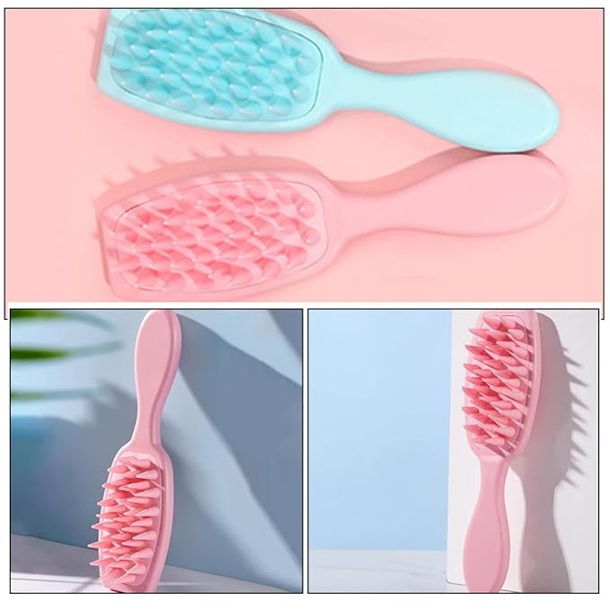 Pet Grooming Brush Dog Bath Massage Brush Silicone Handle Soft Pet Comb for Dogs Puppy Bathing Supplies Pink