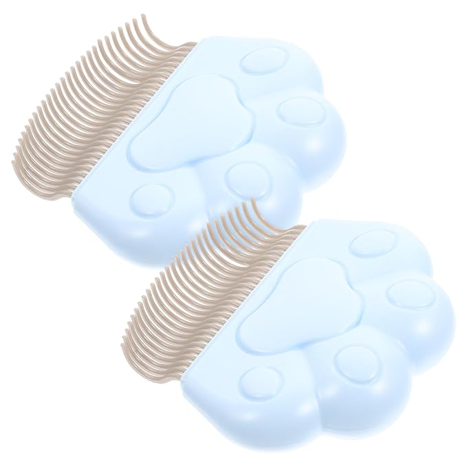 SUPVOX 2Pcs Cat Grooming Combs Indoor Hair Tool for Pets Stainless Steel Abs Material Comfortable Cat Paw Massage Brush for De-shedding and Hair Removal Suitable for Daily Use and Bath