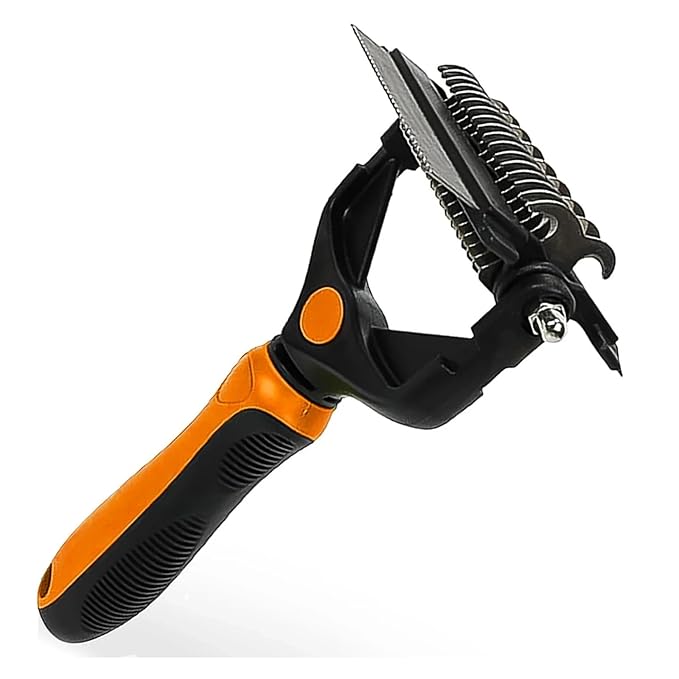 Cat Comb Brushes Dogs Grooming Shedding Supplies Dog Hair Remover Pet Deshedding Brush Pet Fur Knot Cutter Puppy(Orange)