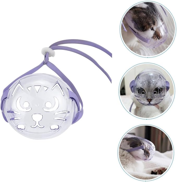 Breathable Cat Muzzle for Grooming Comfortable -bite Design Transparent Cat Supply for Easy Use for Bathing and Nail Clipping