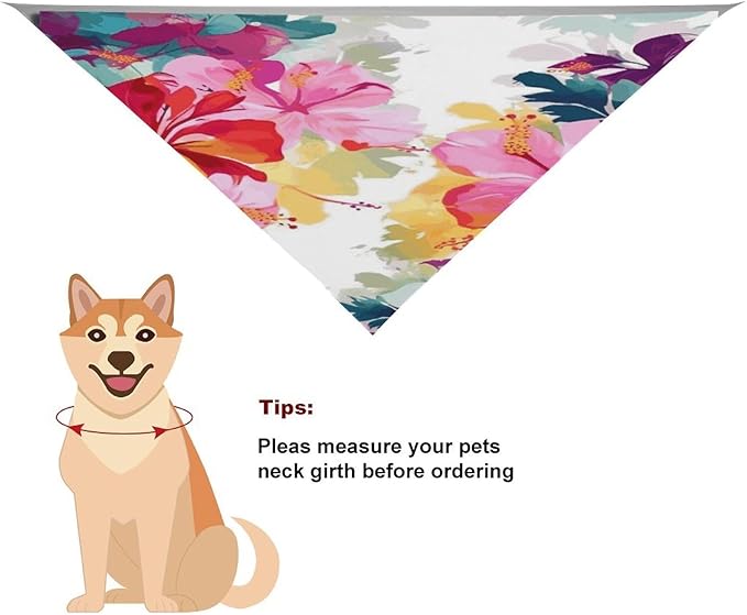 Dog Bandana Spring Pet Scarf Adjustable Triangle Hawaiian Flower Print Printing Dog Bib Washable Polyester Puppy Bandana for Small Medium Large Dogs Cat Birthday Party Supplies