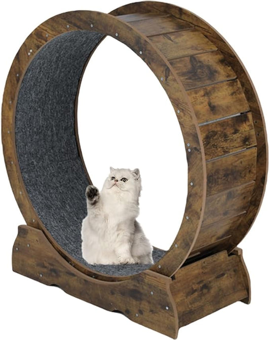 Cat Exercise Wheel for Indoor Cats - Large Running Wheel for Small Animals With Locking Mechanism (35.4"(90cm), Rusty Brown)