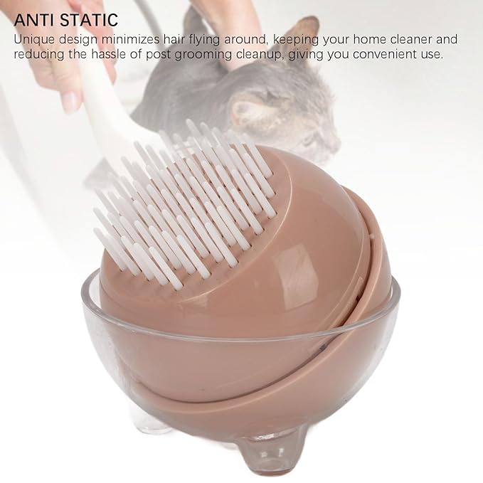 Pet Massage Brush, Comfortable Grip and Efficient Design Gentle Remove Loose Hair Pet Grooming Cleanup Comb for Short Haired Dogs and Cats(Gray) (Rose)