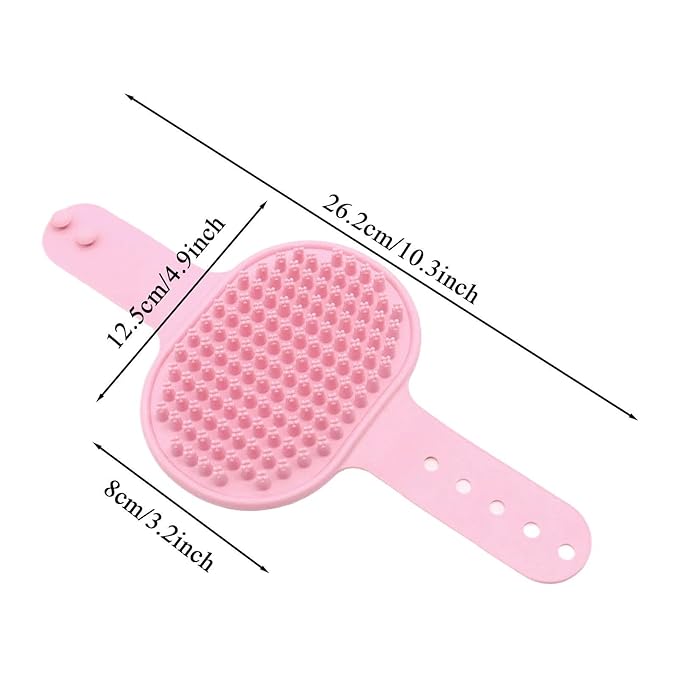 Pet Shampoo Bath Brush - | Soft Rubber Grooming Gloves for Deshedding and Soothing Massage | Adjustable Handle Pet Washing Brush Fõr Cats and Dogs | Professional Bathing Supplies for Long Short Hair