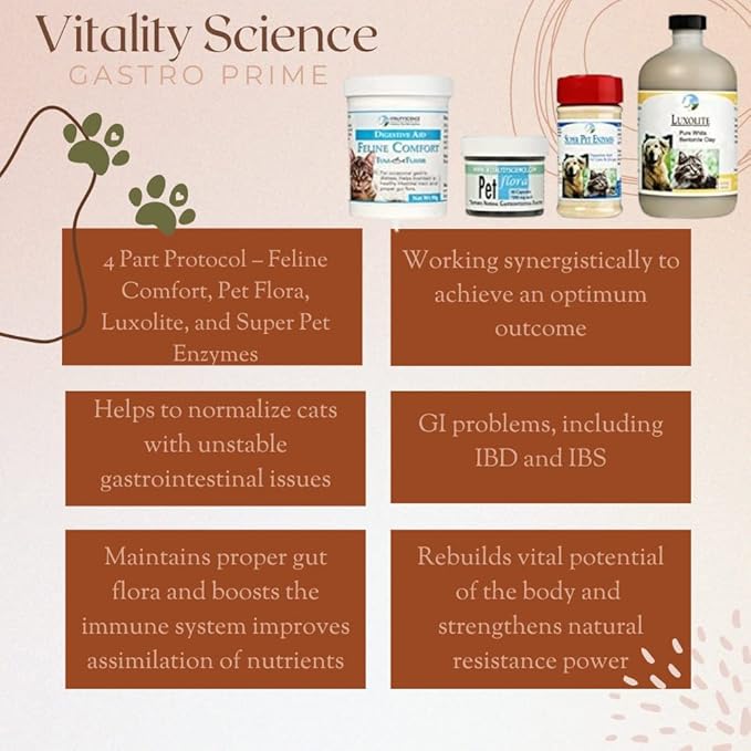 Vitality Science - Gastro Prime Combo for Cats | Supports Normal GI Function and Improves Nutrient Assimilation, Liver (Tuna)