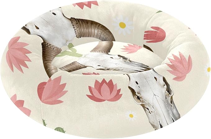 Pet Dog Bed Warm & Soft fluffier Calming Bed for Small Size Pets Supplies Desert Cow Design