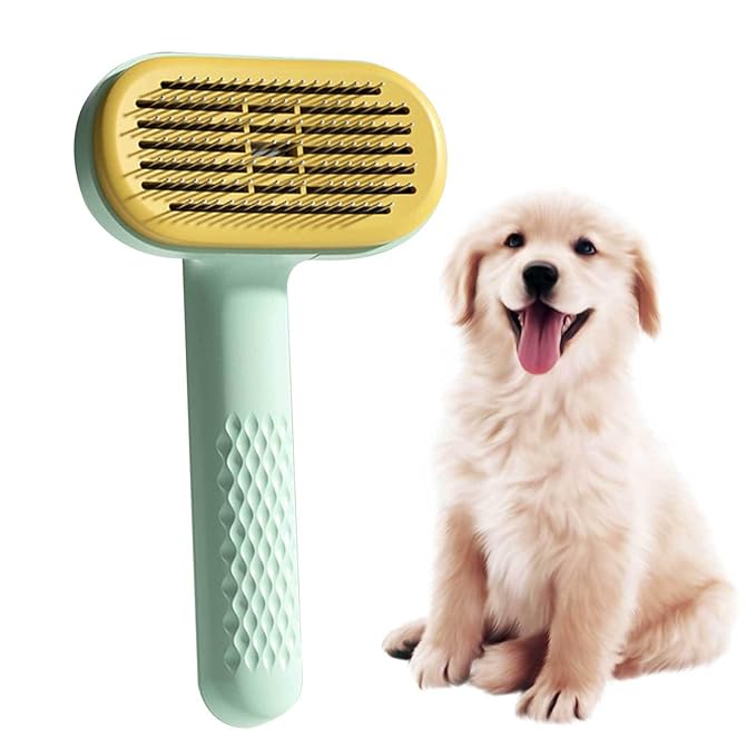 Cat Grooming Brush | Self Cleaning Slicker Tool for Dogs Cats - Comb Removes Loose Undercoat Mats Tangles Hair, Massage Pin Design Improves Circulation | for Home Salon Daily Care