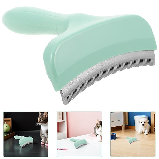UPKOCH Pet Deshedding Comb for Dogs and Cats, Metal Fur Rake Brush with Long Teeth, Large Green Grooming Tool for Removing Matted and Loose Hair at Home