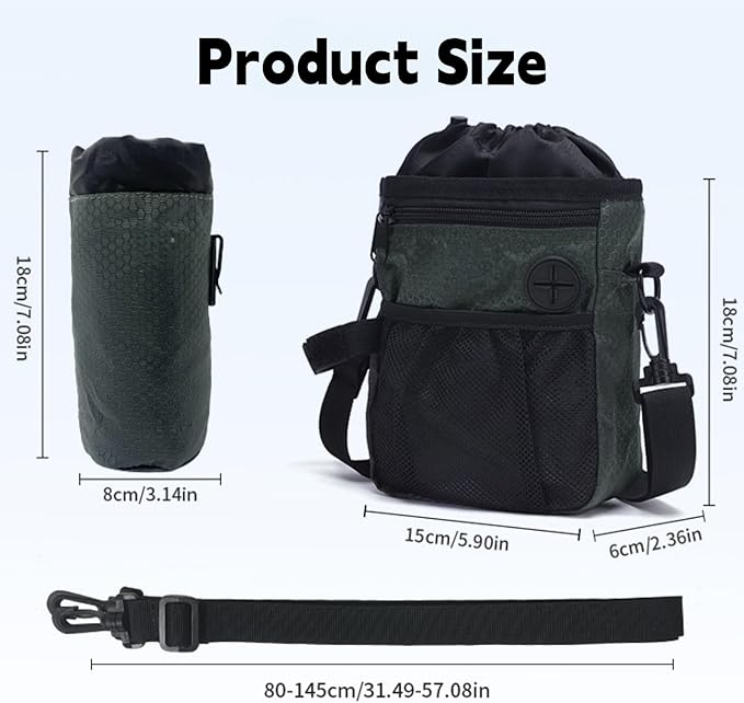 Dog Treat Pouch with Water Bottle Bag, Treat Pouches for Pet Training, Large Dog Training Treat Pouch Built-in Poop Bag Dispenser Suitable for Climbing Hiking Dog Walking