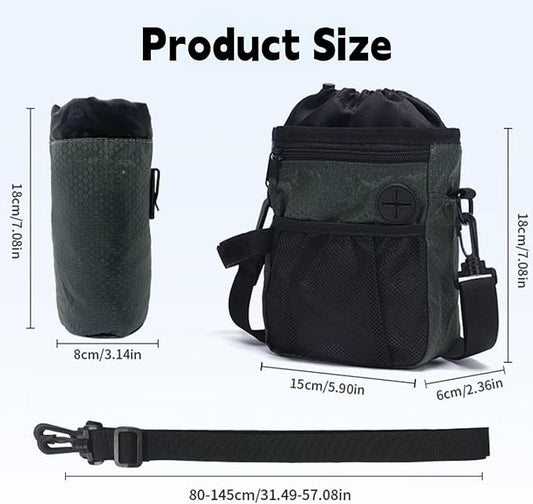 Dog Treat Pouch with Water Bottle Bag, Treat Pouches for Pet Training, Large Dog Training Treat Pouch Built-in Poop Bag Dispenser Suitable for Climbing Hiking Dog Walking