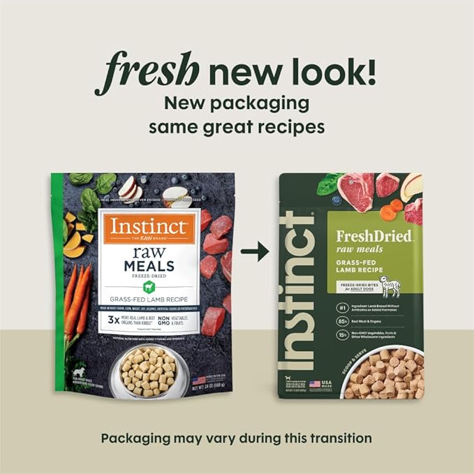 Instinct FreshDried Bites, Natural Freeze-Dried Dog Food, Grain Free - Grass-Fed Lamb, 24 oz. Bag
