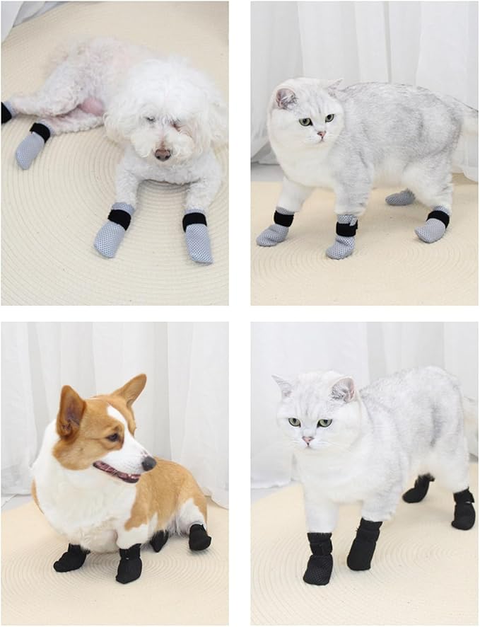 feet Protectors,4PCS Dog Foot Foot Cover Indoor Injuryproof Pet Antislip Dog Shoes Cats Foot Protectors Foot Muffs Grooming Supplies, Medium, Black