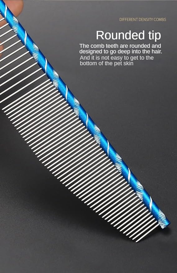 Generic Pet Groomer Crescent Comb Pet Crescent Comb， Pet Comb， Stainless Steel Teeth Comb For Dogs & Cats， Removes Knots, Mats Professional Grooming Tool， Pet Comb With Round Handle (purple,flat16cm)