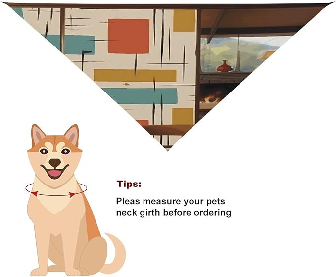 Dog Bandana Spring Pet Scarf Adjustable Triangle Mid Century Modern Printing Dog Bib Washable Polyester Puppy Bandana for Small Medium Large Dogs Cat Birthday Party Supplies