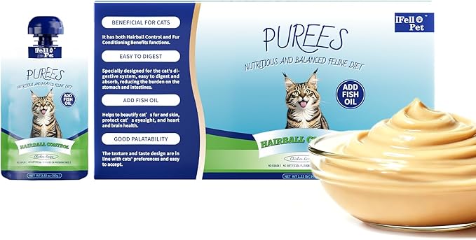 Squeezable Functional Cat Treat & Meal Topper – Chicken & Tuna with Fish Oil – Hairball & Digestive Support with Prebiotic Fiber – Grain-Free, 7 Pouches (2.8 oz Each / 19.7 oz Total)