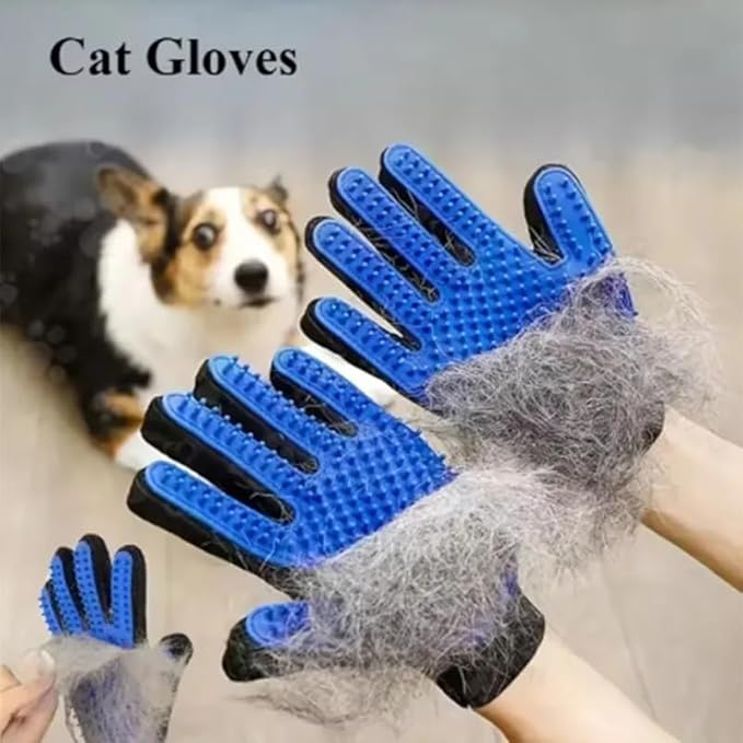 Pet Grooming Glove – Dog and Cat Hair Remover, Deshedding Cleaning Glove with Massage Brush, Pet Grooming Supplies
