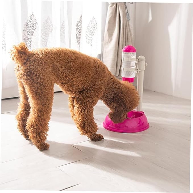 Happyyami Drinking Fountain for Dogs Pet Waterer Feeder Non-Slip Base Rose Pink