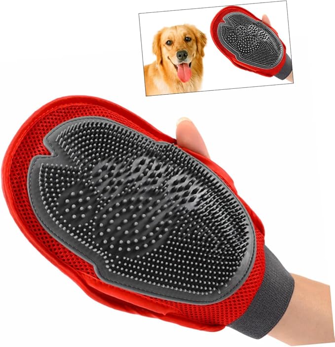 balacoo Pet Grooming Glove for Dogs Cats Multi-Functional Deshedding Brush Massage Tool Soft Rubber Easy to Clean Suitable for Bathing Grooming for Reducing Shedding Fur