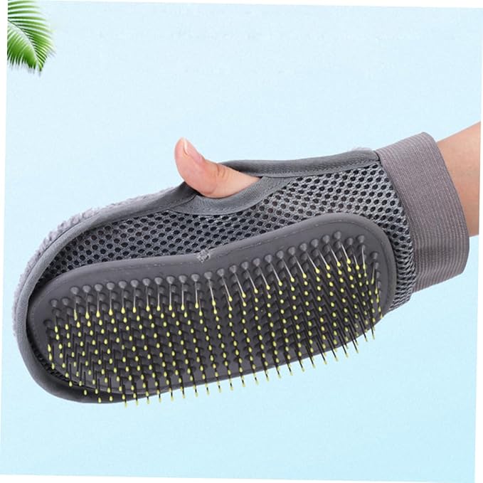 Happyyami Pet Massaging Bathing Glove for Dogs Cats Pet Grooming Glove Slicker Brush for Dogs Grey