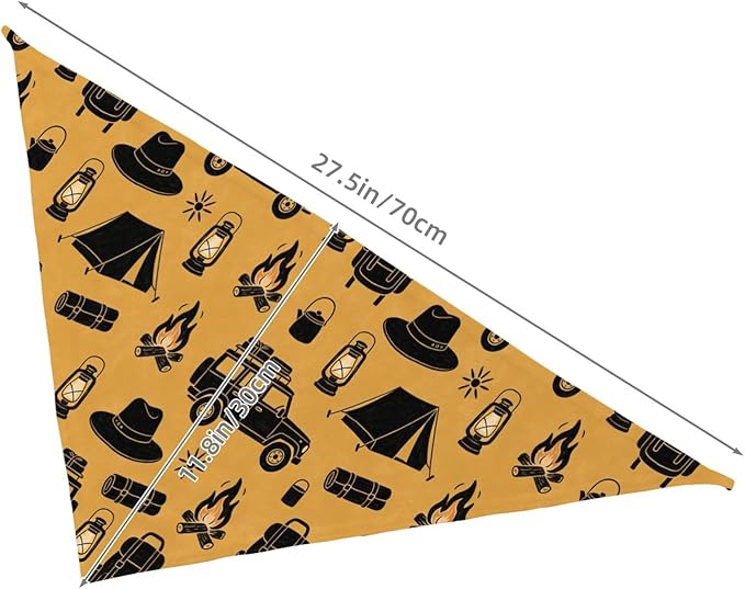 Happy Camper Summer Dog Bandana，Adorable Puppy Accessory for the avid Camper ，Pet Neckerchief for Pets Daily Wear Photo Prop Party Supplies,Funny Cute Dog Bandana (Turmeric)