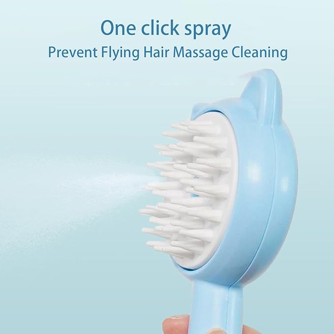 Steamy Cat Brush, 2 in 1 Electric Grooming Brush with Steam, Cat Brushes For Indoor Cats, Multifunctional Pet Hair Cleaning Brush, Rechargeable Massage Grooming Comb for Cat, Kitten, Puppies (A)