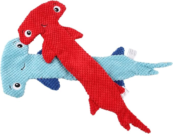 Squeaky Hammerhead-Shark Shape Doll Dog Chew Toy Soft Massage Supplies Pet Plush Animals Molar Pet Supplies for Aggressive Chewers Large Breed Indestructible for Small No Stuffing for Chewers