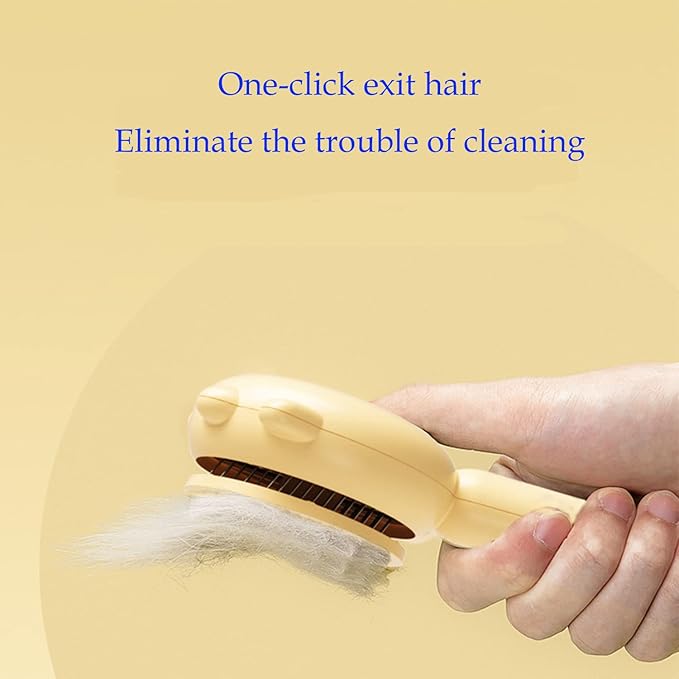Vingtank Pet Hair Cleaner Brush, Hair Brush for Cats and Dogs, Self Cleaning Slicker Comb for Kitten, Removes Tangles Loose Fur (Yellow, Hair Type: Thin, Thick, Curly)