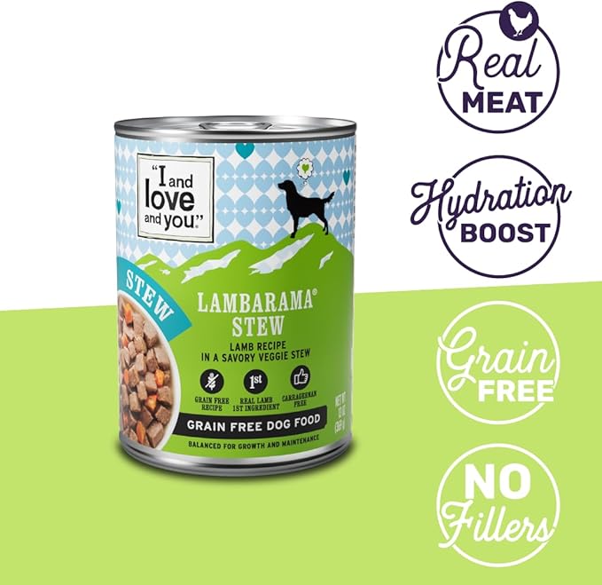 I AND LOVE AND YOU Wet Dog Food - Lambarama Stew - Lamb Recipe, Grain Free, Filler Free 13 Ounce (Pack of 1)