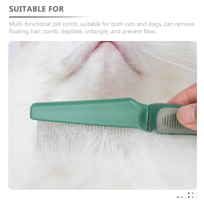 Dog Cat Grooming Comb with 78 Fine Teeth, Olive Green Dematting Comb for Removing Loose Fur and Tangles, Wear-Resistant Portable Pet Grooming Tool for Dogs and Cats
