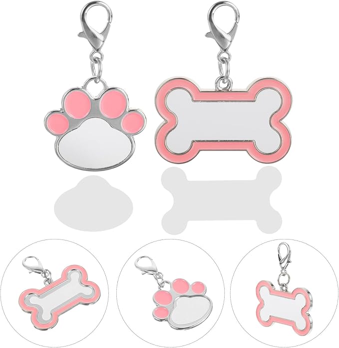 BESTYASH Sublimation Blank Pet Id Tags Set for DIY Heat Transfer Bone and Paw Shape for Dogs and Cats Sturdy Pet Supplies Accessory