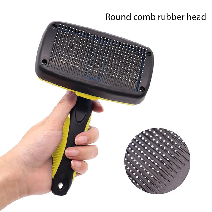 Self Cleaning Shedding Cat Brush - Skin Friendly Hair Removal And Grooming Tool Suitable For Cats And Dogs, Pet Hair Removal Tool Suitable For Shedding & Haired Pets(Yellow,Small)
