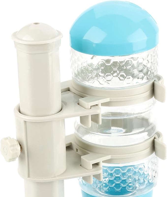Pet Water Dispenser and Food Bowl, Pet Dog Cat Water Food Feeder Bowl Bottle Standing Dispenser, Height Adjustable Automatic Water Dispenser Feeding Station for Pets Cats Dogs