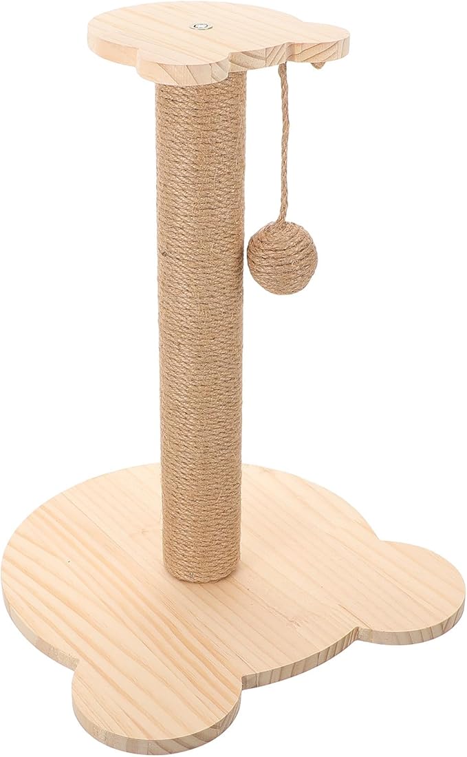 Toyvian Cat Scratching Post Sisal Rope Vertical Scratcher with Solid Wood Base Indoor Kitten Scratcher Pole for Household Cats Daily Use