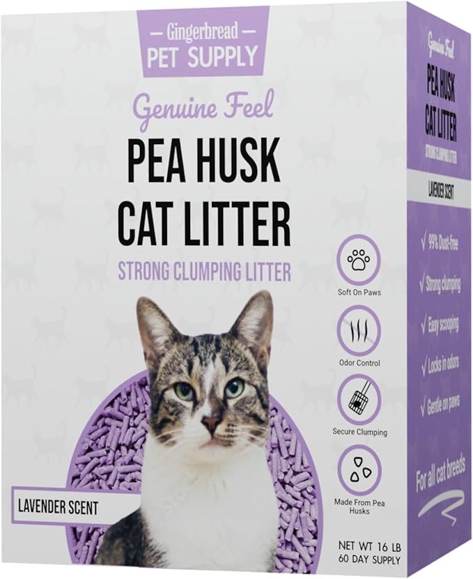 Premium Pea Husk Scented Cat Litter for Happy and Healthy Cats. (15 lbs)(Lavender)