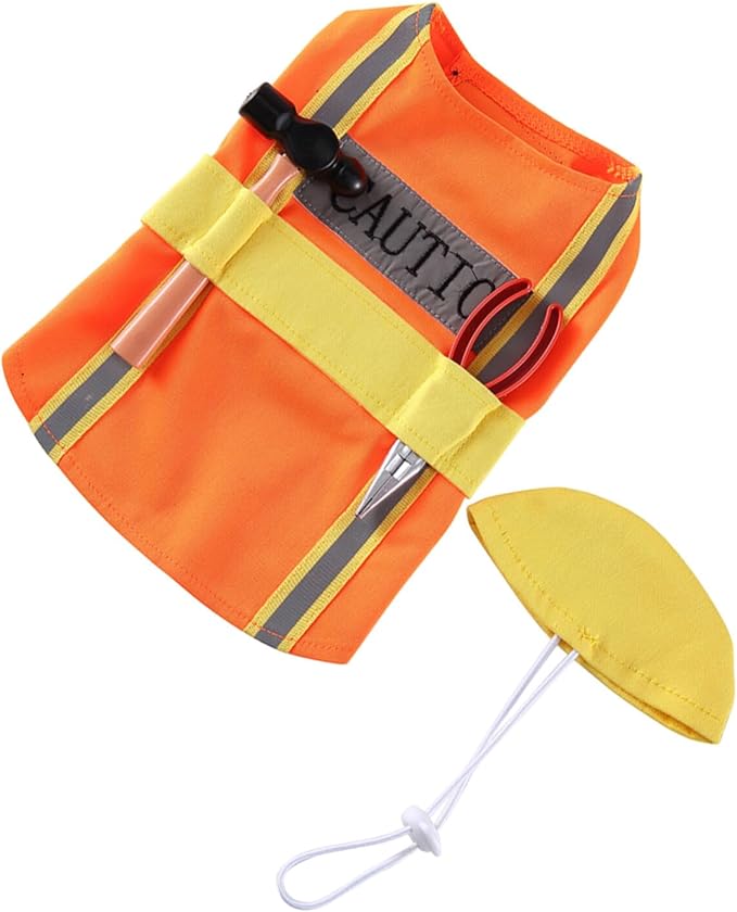 CRAFTHROU Engineer Appearance Dog Costume Wear-Resistant Adorable Puppy Clothes Orange M Size Pet Supply for Dogs Party and Holiday Dressing
