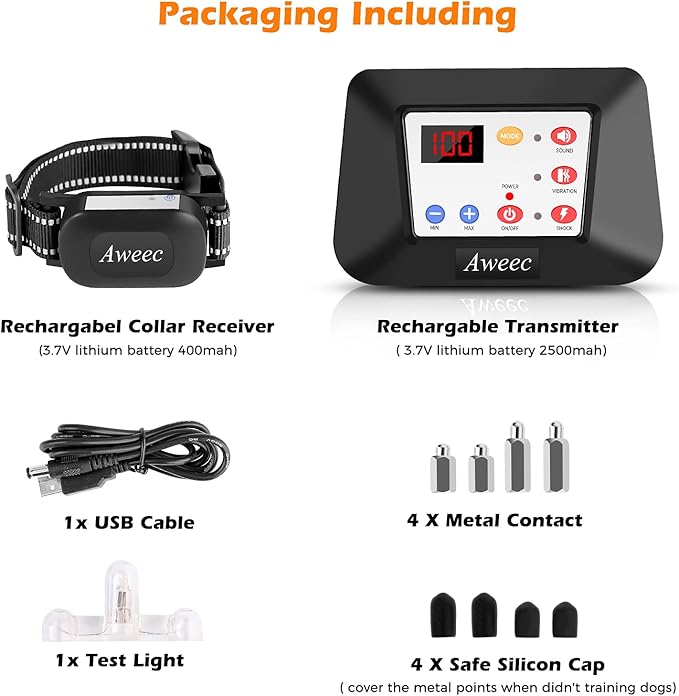 Wireless Dog Fence, Electric Fence for Dog & Training Collar with Remote, Wireless Dog Boundary Containment System, Adjustable Range Sizes, Dog Training Collar for All Dogs (2-Dog)