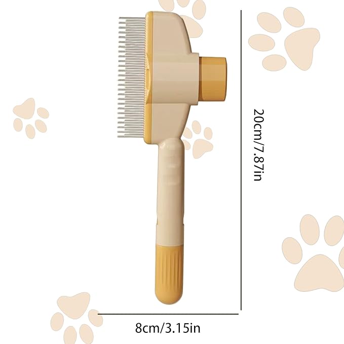 Dog Hair Brush - Self-Cleaning Grooming Non-Slip Handle - Long Hair Cat Brush Dematting Comb | for Long Short Puppy Kitten Pet Undercoat Indoor Home Travel Bath Massage