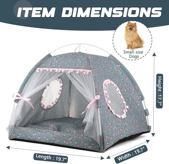 pawstrip Dog Tent Indoor Cat House Pink Puppy Bed Portable Pet Teepe Princess Dog Camping Tent Outdoor Kitten Houses Cute Bunny Nest Girl Kitty Cave
