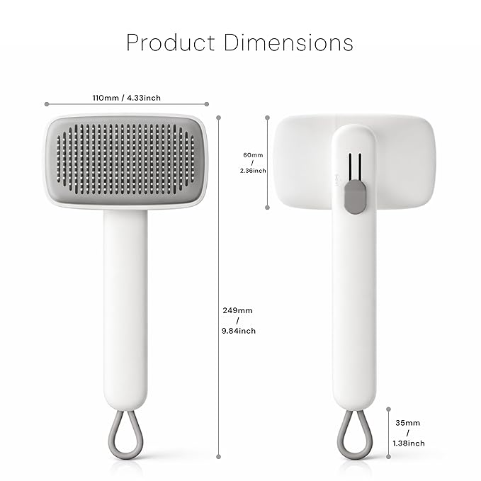 Self Cleaning Slicker Brush - Skin Friendly Deshedding Grooming Tool for Dogs & Cats, Suitable for Shedding & Haired Pets, with Pet Supplies Accessories (White)
