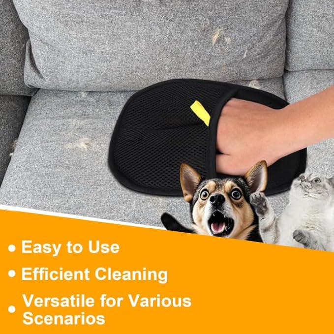 Pet Hair Remover Glove, Electrostatic Pet Hair Removal Gloves for Cats & Dogs, Reusable Double Sided Pet Hair Remover for Couch, Cat Grooming Gloves(2pcs)