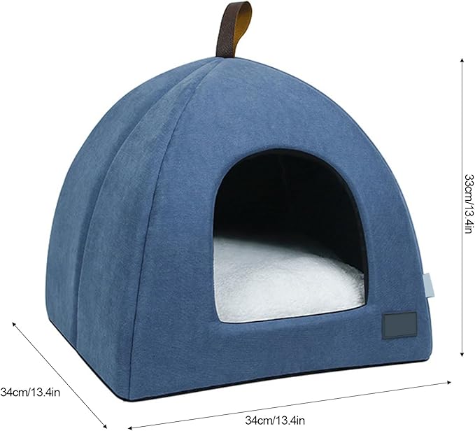 Zerone Pet Tent, Foldable Cat Bed Breathable Cat House Indoor Pet Tent Dog Bed with Mat (S)