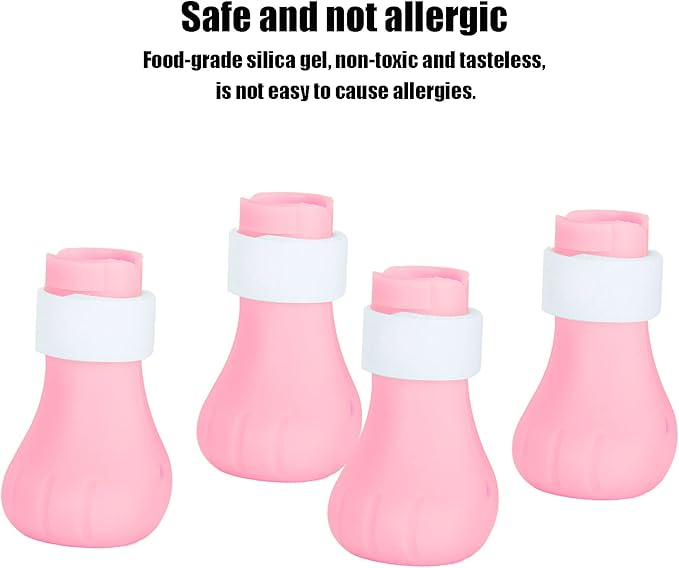 Anti Scratch Cat Shoes, 4pcs Anti Scratch Cat Foot Covers Adjustable Silicone Pet Cat Protector for Bathing Anti Off Claw Shoes Boots Cover()