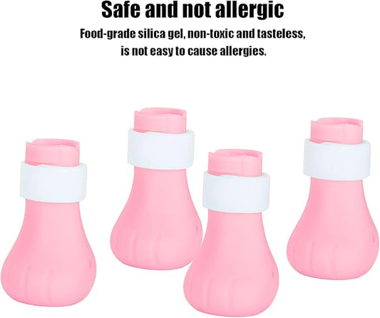 Anti Scratch Cat Shoes, 4pcs Anti Scratch Cat Foot Covers Adjustable Silicone Pet Cat Protector for Bathing Anti Off Claw Shoes Boots Cover()