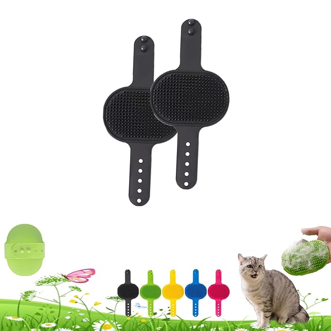 Silicone Grooming Strap Pad for Cats, 2-in-1 Self-Groomer, Adjustable Silicone Pet Grooming Tool, Soft Pet Face Scratcher Rubber Massager for Indoor for Cats & Dogs